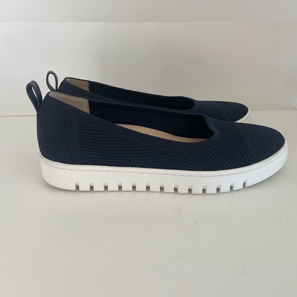 Vionic Navy Knit Slip-On Flats with White Platform Sole